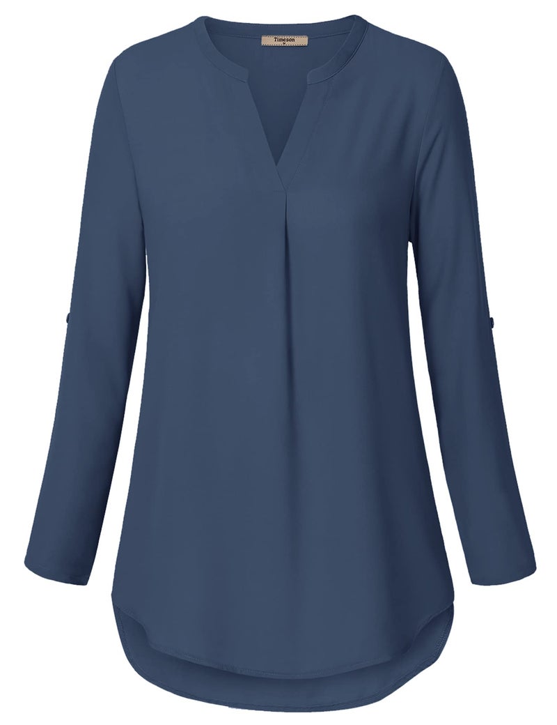 Timeson Womens Blouses and Tops Dressy,3/4 Sleeve Business Casual Tops Office Work Wear Women's Dress Shirts Professional Attire Clothes Chiffon Tunics Tops V Neck Interview Career Ladies Blouse - Image 4